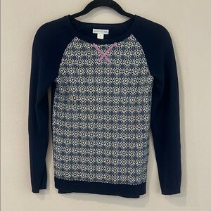 Garnet Hill Navy and White Patterned Sweater